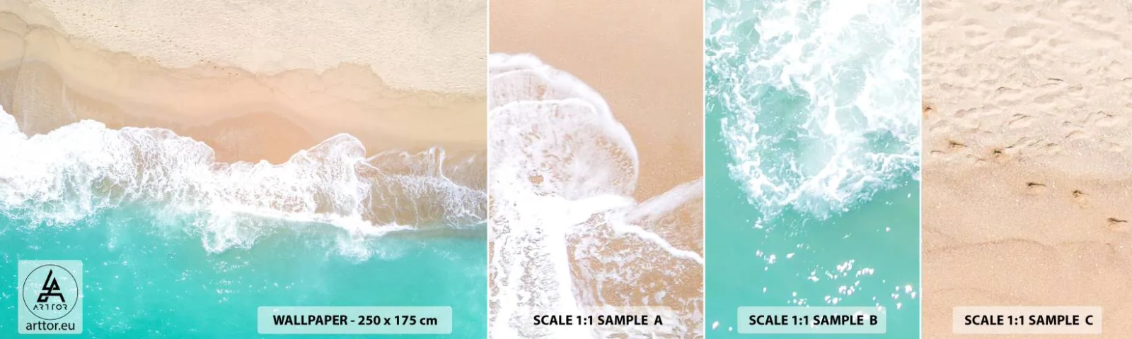 Échantillon De Papier Peint Standard Eco - Caresse de l'océan - Paysage, Vague de mer, Plage - 100x30 cm