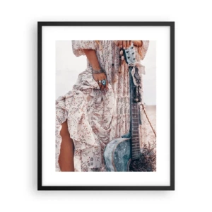 Affiche dans un cadre noir - Poster - Enfant de fleur en route - 40x50 cm