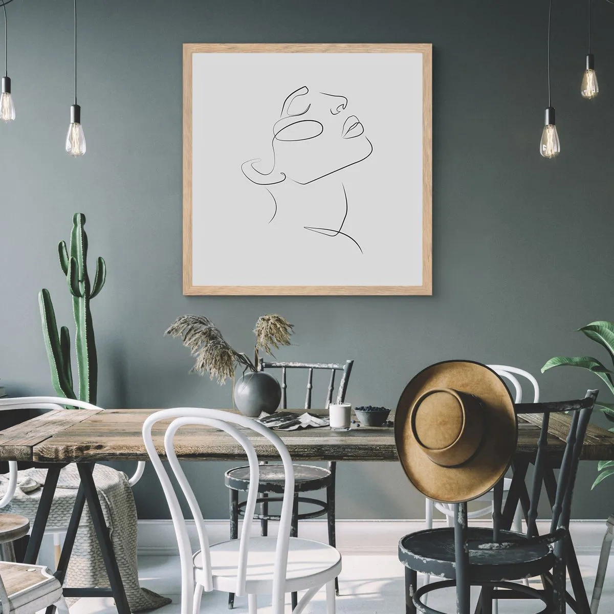 Affiche dans un chêne clair - Poster - Méandre du rêve - 60x60 cm