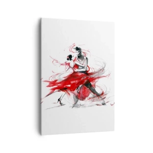 Impression sur toile - Image sur toile - Danseurs dans une danse dynamique aux accents rouges - 50x70cm - Tango - le rythme de la passion - Décoration murale moderne pour le salon et la chambre ARTTOR