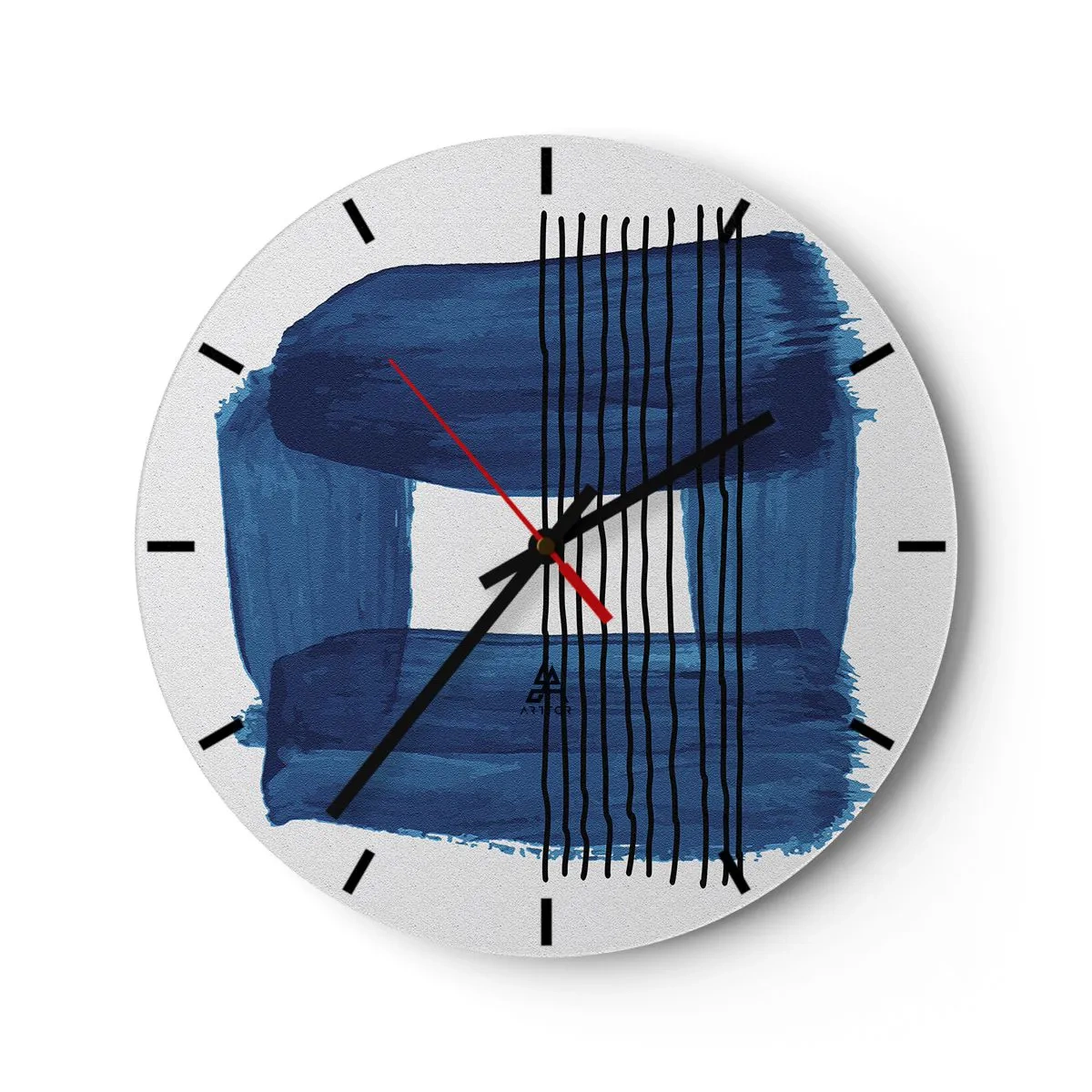 Horloge murale - Pendule murale - Composition noire-bleue - 40x40 cm