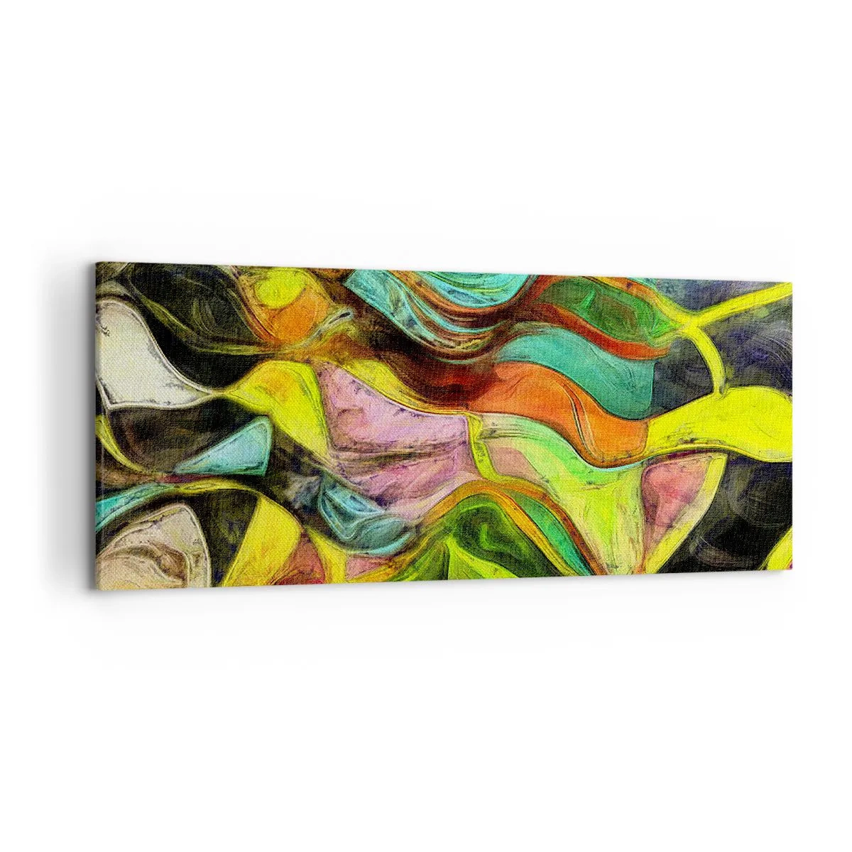 Impression sur toile - Image sur toile - Une composition abstraite avec des taches colorées et des lignes dynamiques. - 120x50cm - Le mouvement c'est la vie - Décoration murale moderne pour le salon et la chambre ARTTOR
