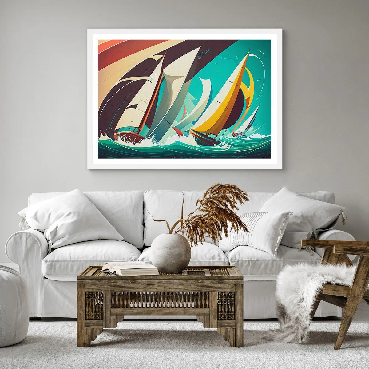 Affiche dans un cadre blanc - Poster - Bonne chance avec les éléments - 50x50 cm