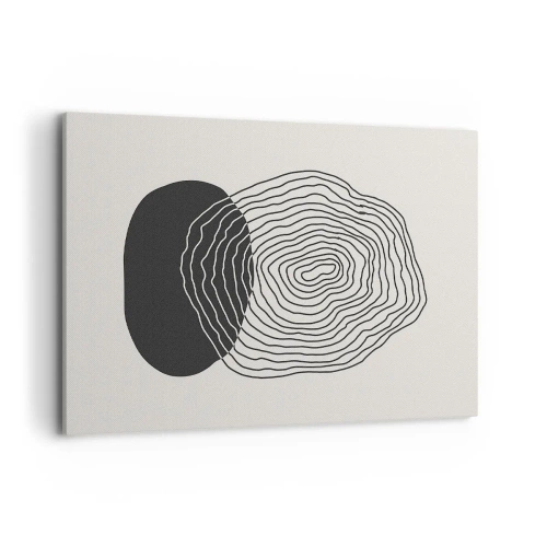 Impression sur toile - Image sur toile - Motif abstrait avec des lignes et des formes en noir et blanc - 100x70cm - Durabilité et oscillation - Décoration murale moderne pour le salon et la chambre ARTTOR