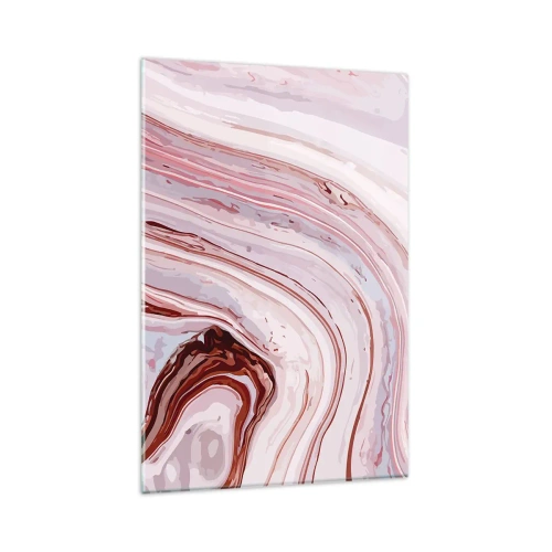 Impression sur verre - Image sur verre - Motif abstrait en rose et blanc - 80x120cm - Tout droit, puis tout en bas - Décoration murale moderne pour le salon et la chambre ARTTOR