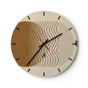 Horloge murale - Pendule murale - Cercles abstraits dans les tons de rouge et de bleu sur fond noir - 30x30cm - Sur l'origine des figures géométriques - Décoration murale moderne pour le salon, la cuisine et la chambre ARTTOR