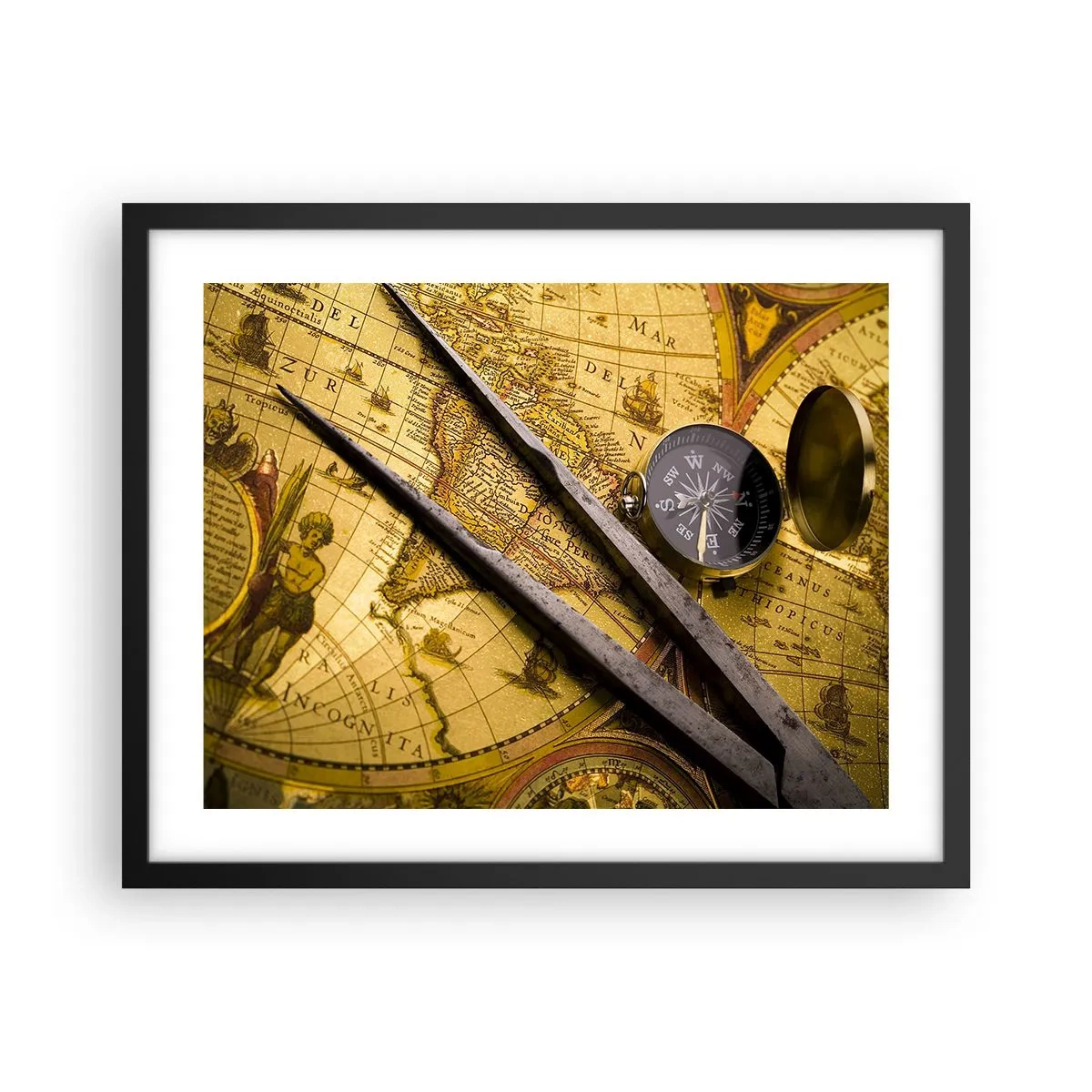 Affiche dans un cadre noir - Poster - Où sont ces trésors? - 50x40 cm