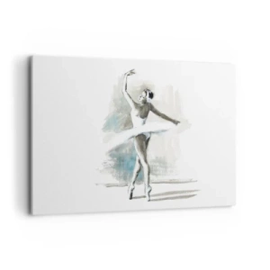 Impression sur toile - Image sur toile - Une danseuse de ballet dans une pose de ballet sur un fond de tons aquarelle délicats. - 100x70cm - Enchantement du cygne - Décoration murale moderne pour le salon et la chambre ARTTOR