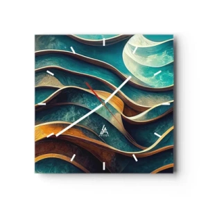 Horloge murale - Pendule murale - Méandres de bleu - 40x40 cm