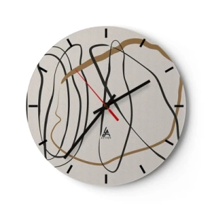 Horloge murale - Pendule murale - Lignes abstraites et dansantes sur fond clair - 30x30cm - Composition – danse en boucle - Décoration murale moderne pour le salon, la cuisine et la chambre ARTTOR