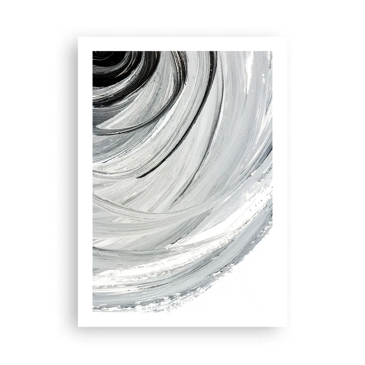 Affiche - Poster - Abstraction dynamique dans les tons de noir, blanc et gris - 50x70cm - Composition orbitale - Décoration murale moderne pour le salon et la chambre ARTTOR