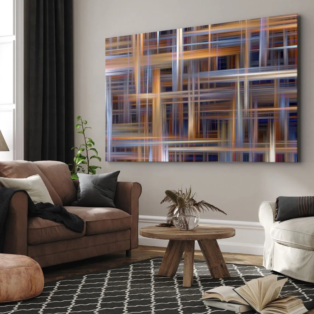 Impression sur toile - Image sur toile - Motifs géométriques abstraits aux couleurs pastel - 100x70cm - Tissé de lumière - Décoration murale moderne pour le salon et la chambre ARTTOR