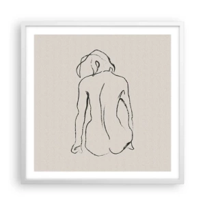 Affiche dans un cadre blanc - Poster - Femme nue - 60x60 cm