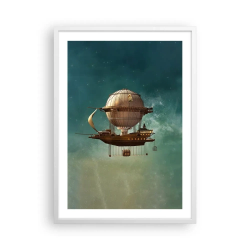 Affiche dans un cadre blanc - Poster - Jules Verne vous salue - 50x70 cm