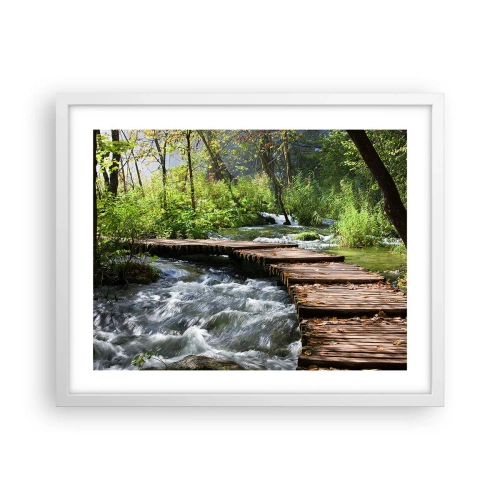 Affiche dans un cadre blanc - Poster - Au-dessus de la cascade mousseuse - 50x40 cm