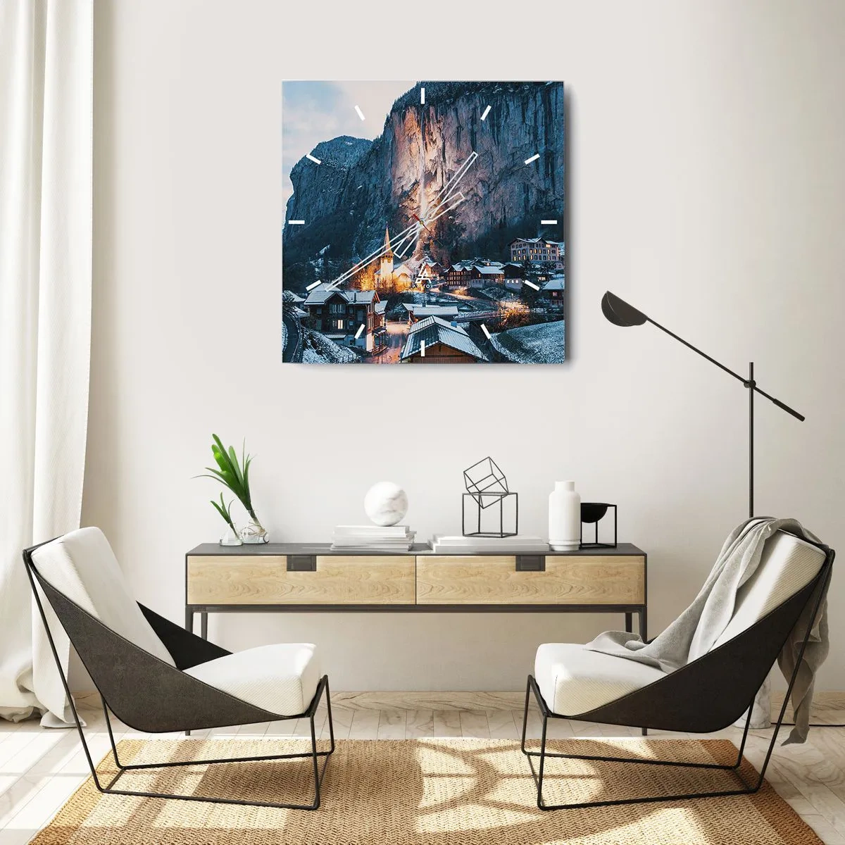 Horloge murale - Pendule murale - Esprit brillant de l'hiver - 40x40 cm