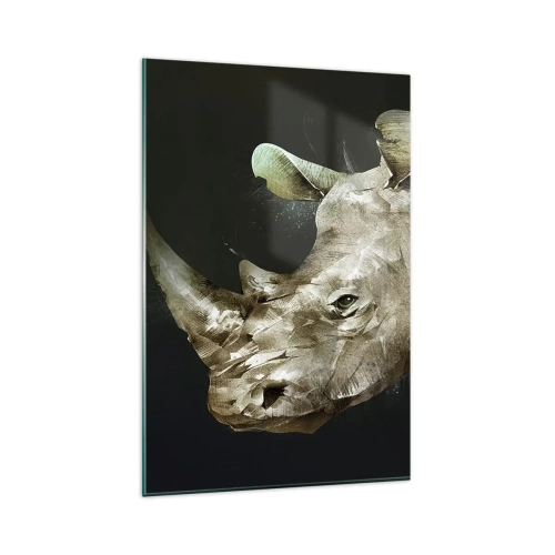 Impression sur verre - Image sur verre - Portrait d'un rhinocéros sous une forme artistique - 80x120cm - La force vraiment masculine - Décoration murale moderne pour le salon et la chambre ARTTOR
