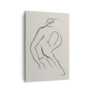 Impression sur toile - Image sur toile - Une silhouette minimaliste en noir sur fond clair - 70x100cm - Croquis intime - Décoration murale moderne pour le salon et la chambre ARTTOR
