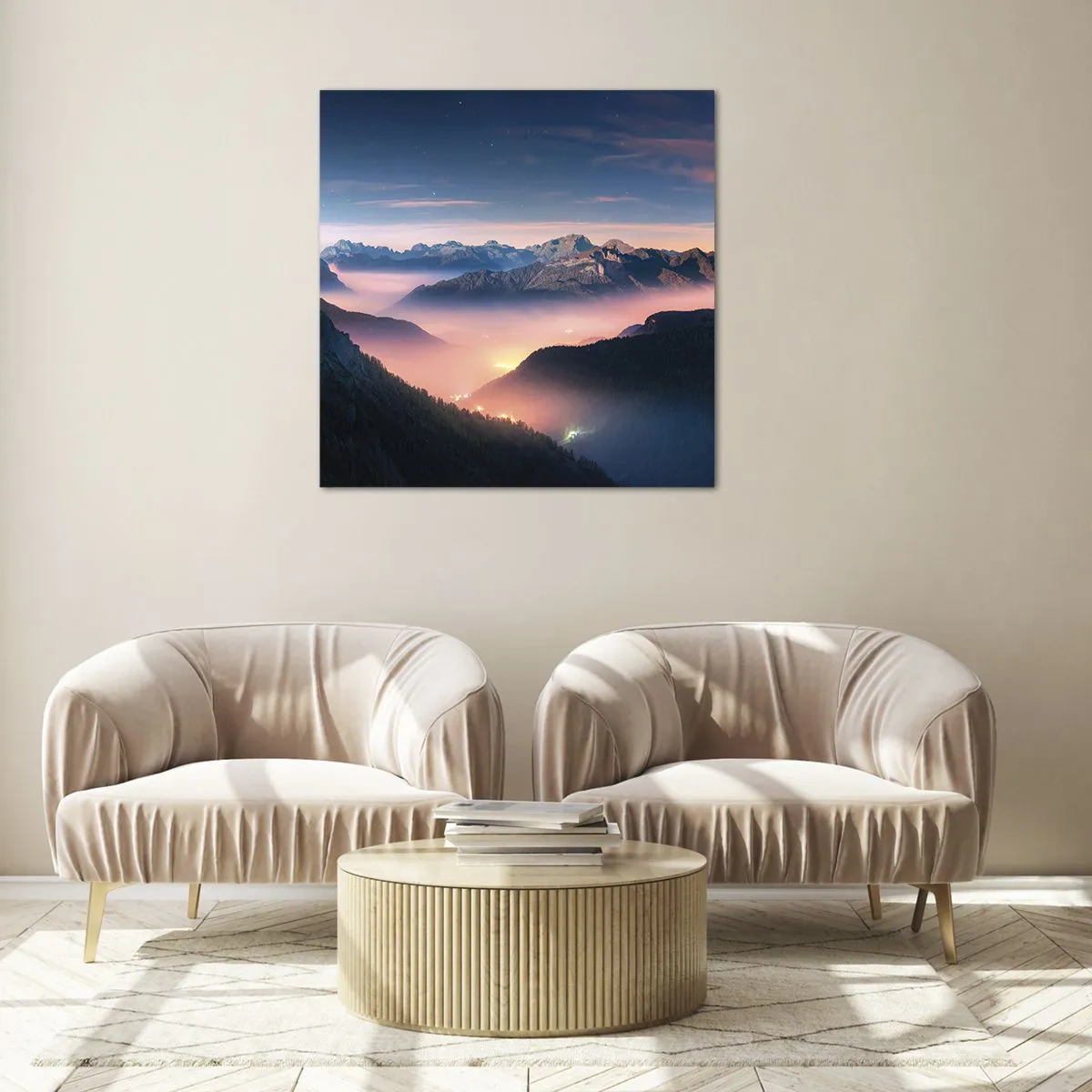 Impression sur verre - Image sur verre - Lumière dans les vallées - 40x40 cm