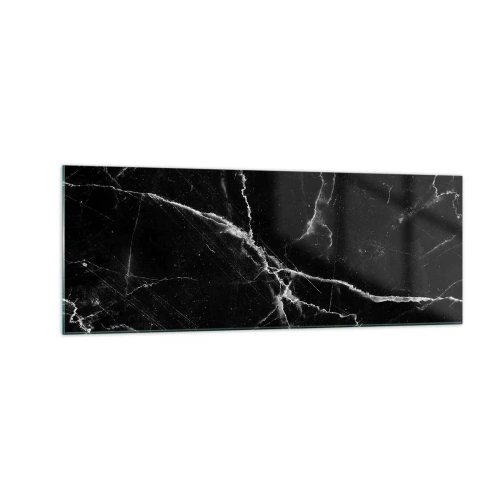 Impression sur verre - Image sur verre - Marbre noir avec des veines blanches dans les détails - 140x50cm - La vie secrète de la pierre - Décoration murale moderne pour le salon et la chambre ARTTOR