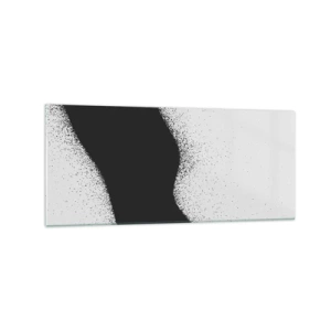 Impression sur verre - Image sur verre - Motif abstrait noir et blanc avec des points délicats sur toile - 120x50cm - Équilibre fluide - Décoration murale moderne pour le salon et la chambre ARTTOR