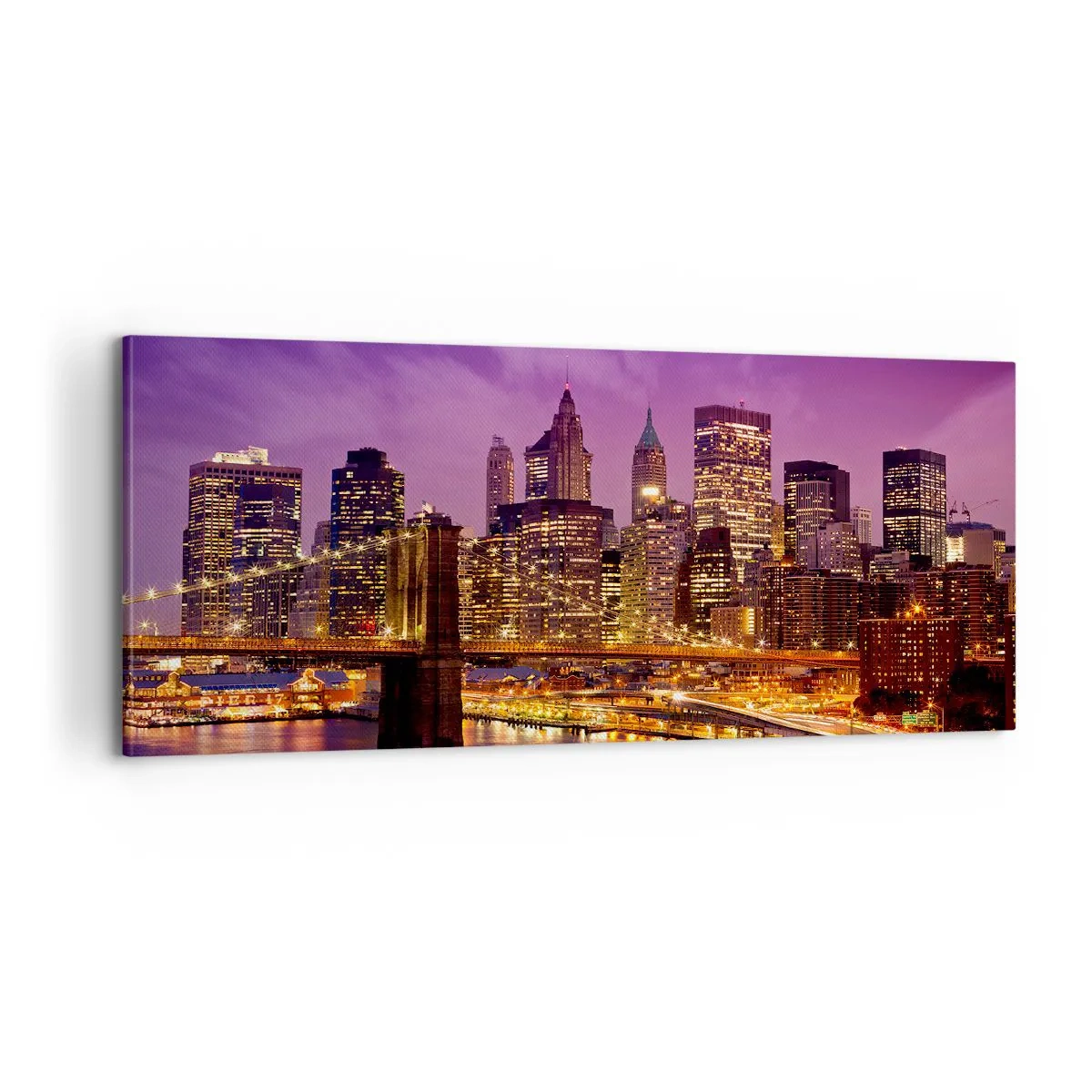 Impression sur toile - Image sur toile - Manhathann or violet - 100x40 cm