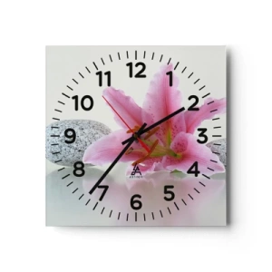 Horloge murale - Pendule murale - Étude de rose, gris et blanc - 40x40 cm