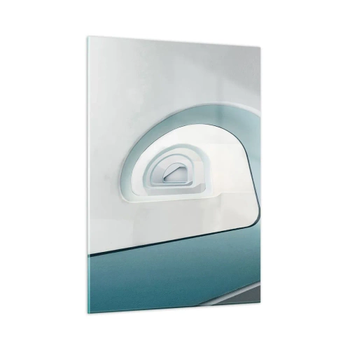 Impression sur verre - Image sur verre - Un escalier moderne dans une perspective abstraite - 50x70cm - Au profondeur du bleu - Décoration murale moderne pour le salon et la chambre ARTTOR