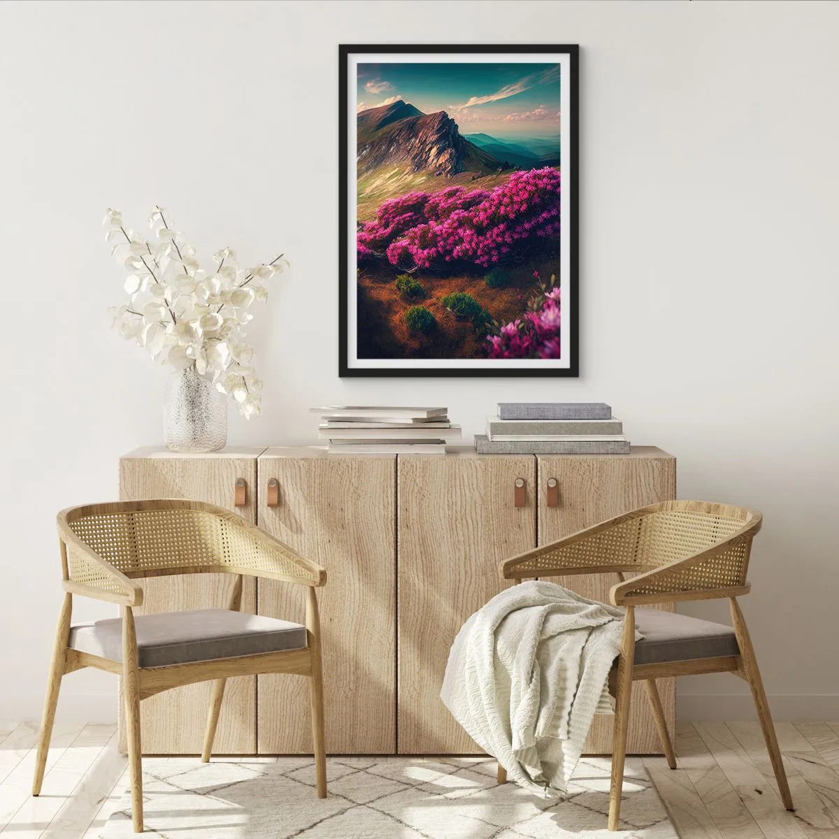 Affiche dans un cadre noir - Poster - L'été à la montagne - 61x91 cm