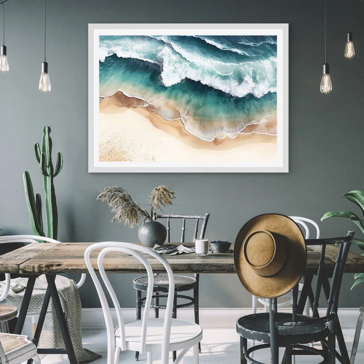 Affiche dans un cadre blanc - Poster - La rencontre éternelle - 100x70 cm