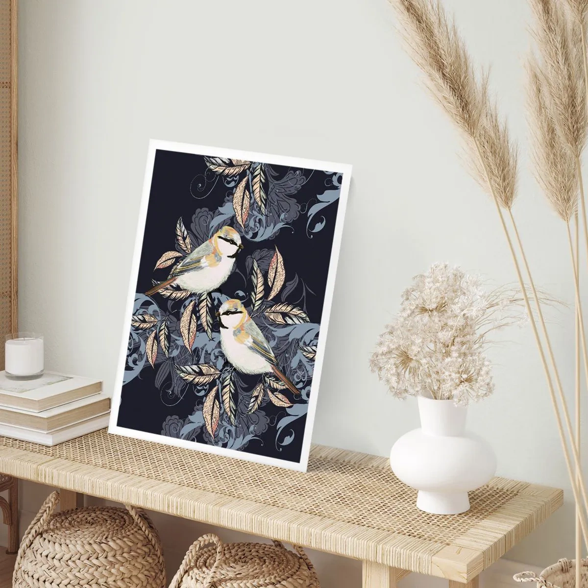 Affiche - Poster - Babillement jaune et bleu - 40x50 cm