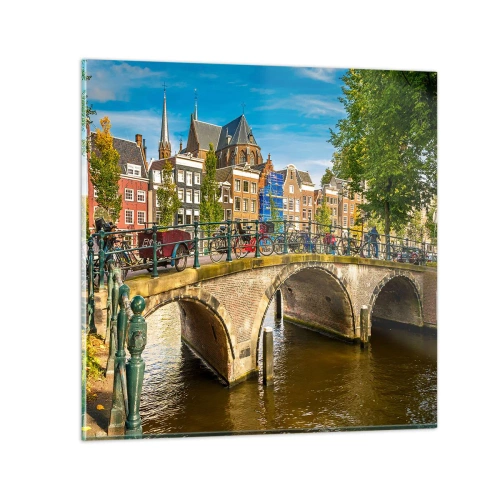 Impression sur verre - Image sur verre - Le printemps sur le canal - 40x40 cm