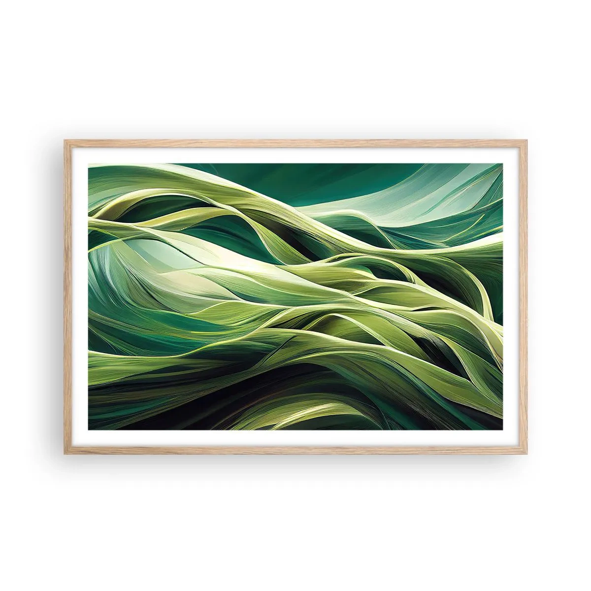 Affiche dans un chêne clair - Poster - Jeu de vert abstrait - 91x61 cm
