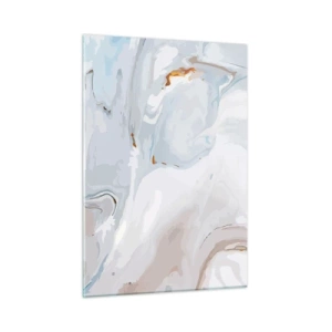 Impression sur verre - Image sur verre - Un motif de marbre subtil dans des tons de bleu et de blanc - 50x70cm - Blanc surélevé - Décoration murale moderne pour le salon et la chambre ARTTOR