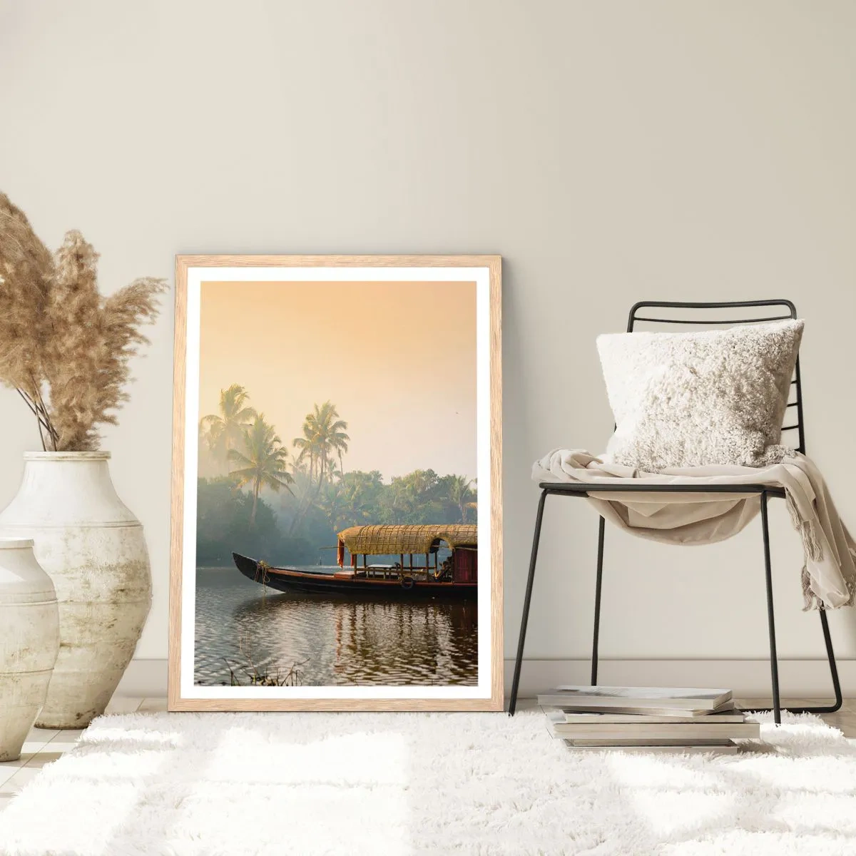 Affiche dans un chêne clair - Poster - Maison sur la rivière - 61x91 cm