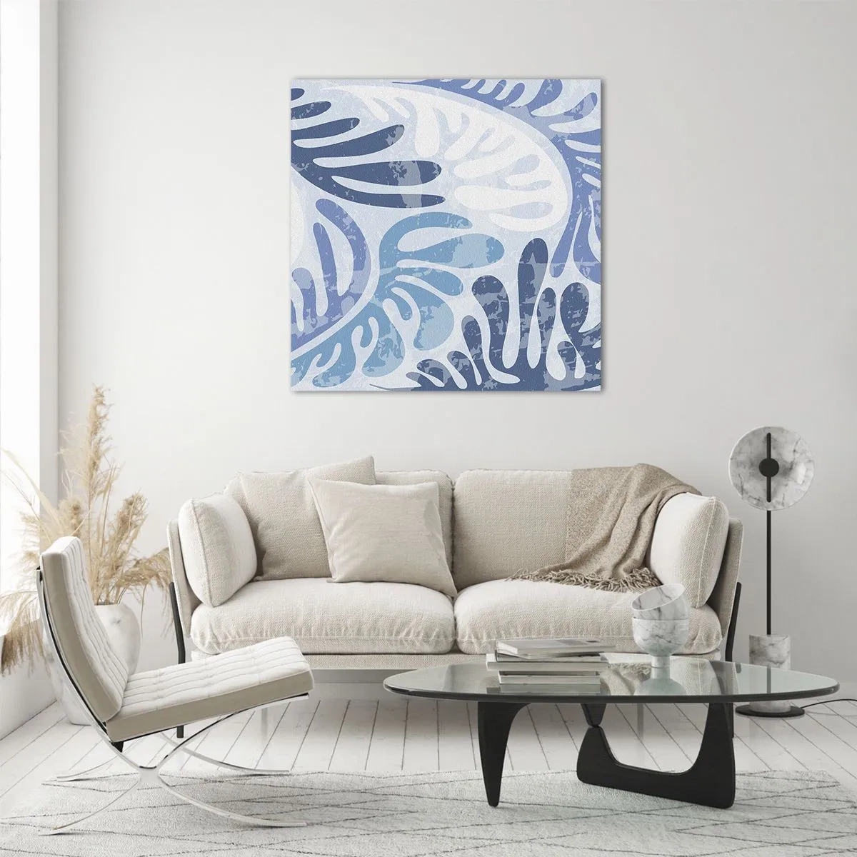 Impression sur verre - Image sur verre - Fougères bleues - 70x70 cm