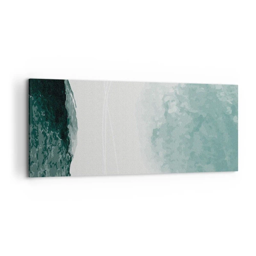 Impression sur toile - Image sur toile - Une délicate composition abstraite dans des tons de vert avec des formes subtiles sur un fond clair. - 120x50cm - Rencontre avec le brouillard - Décoration murale moderne pour le salon et la chambre ARTTOR