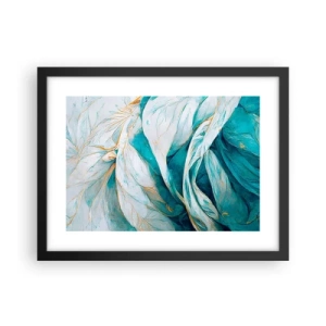 Affiche dans un cadre noir - Poster - Abstraction bleue avec un motif doré - 40x30 cm