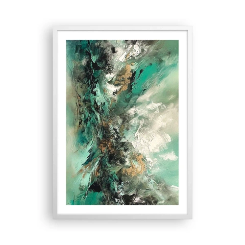 Affiche dans un cadre blanc - Poster - Ressac émeraude et noir - 50x70 cm