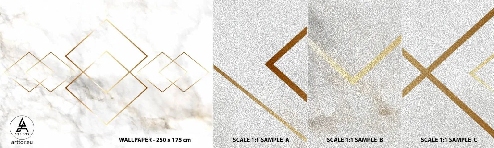 Échantillon de Papier Peint Premium Sand - Vue à l'infini - Abstraction, Morceau, Marbre - 100x30 cm