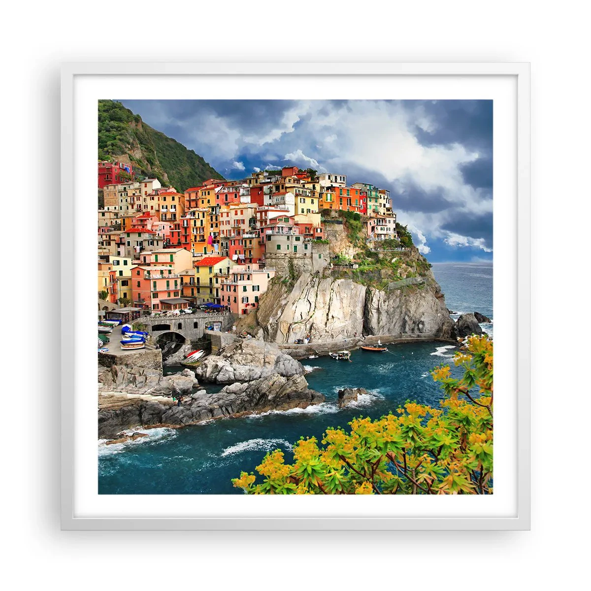 Affiche dans un cadre blanc - Poster - Un groupe embrassant les rochers - 60x60 cm