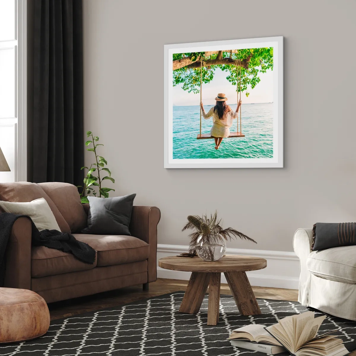 Affiche dans un cadre blanc - Poster - La vie est belle - 40x40 cm