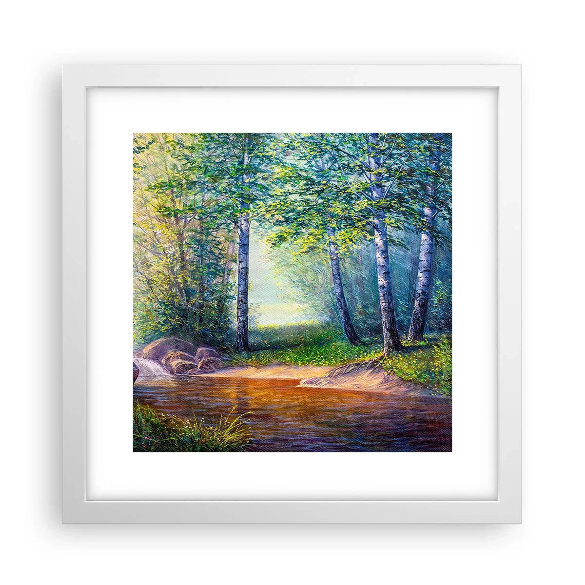 Affiche dans un cadre blanc - Poster - Paysage idyllique - 30x30 cm