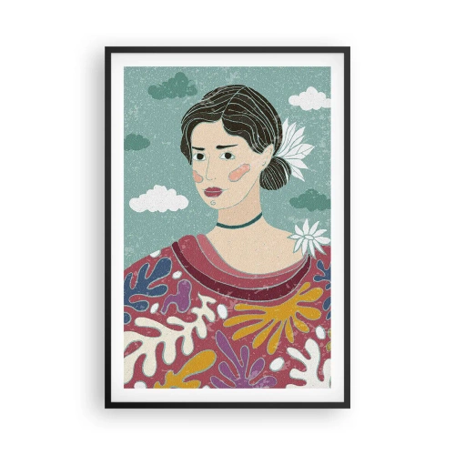 Affiche dans un cadre noir - Poster - Avec de la mélancolie dans les yeux - 61x91 cm