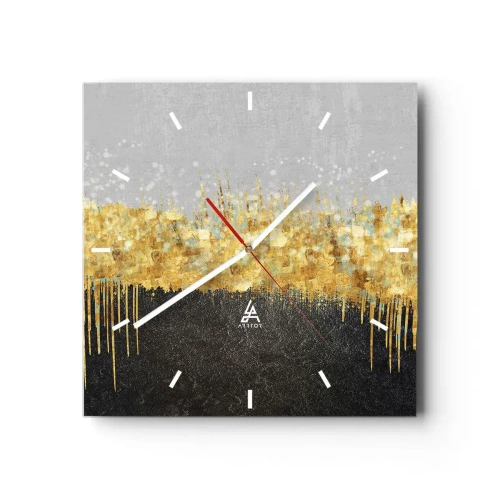 Horloge murale - Pendule murale - Composition abstraite dans les tons d'or et de noir - 30x30cm - Vers l'intérieur et vers le haut - Décoration murale moderne pour le salon et la chambre ARTTOR