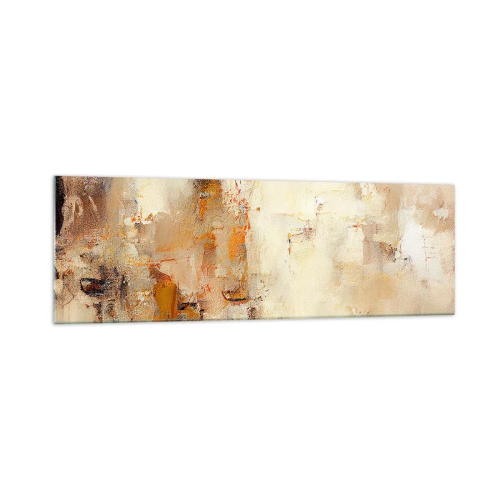 Impression sur verre - Image sur verre - Une composition abstraite dans des tons chauds de jaune et de marron. - 160x50cm - Âme de l'ambre - Décoration murale moderne pour le salon et la chambre ARTTOR