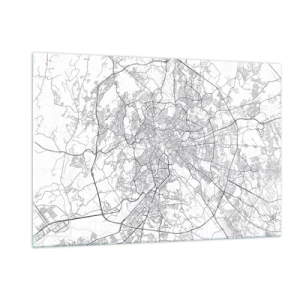 Impression sur verre - Image sur verre - Carte de Rome avec un tracé routier circulaire clair - 120x80cm - Cercle romain - Décoration murale moderne pour le salon et la chambre ARTTOR