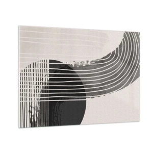 Impression sur verre - Image sur verre - Abstraction en noir et blanc avec des lignes et des formes géométriques - 70x50cm - Aller et retour - Décoration murale moderne pour le salon et la chambre ARTTOR
