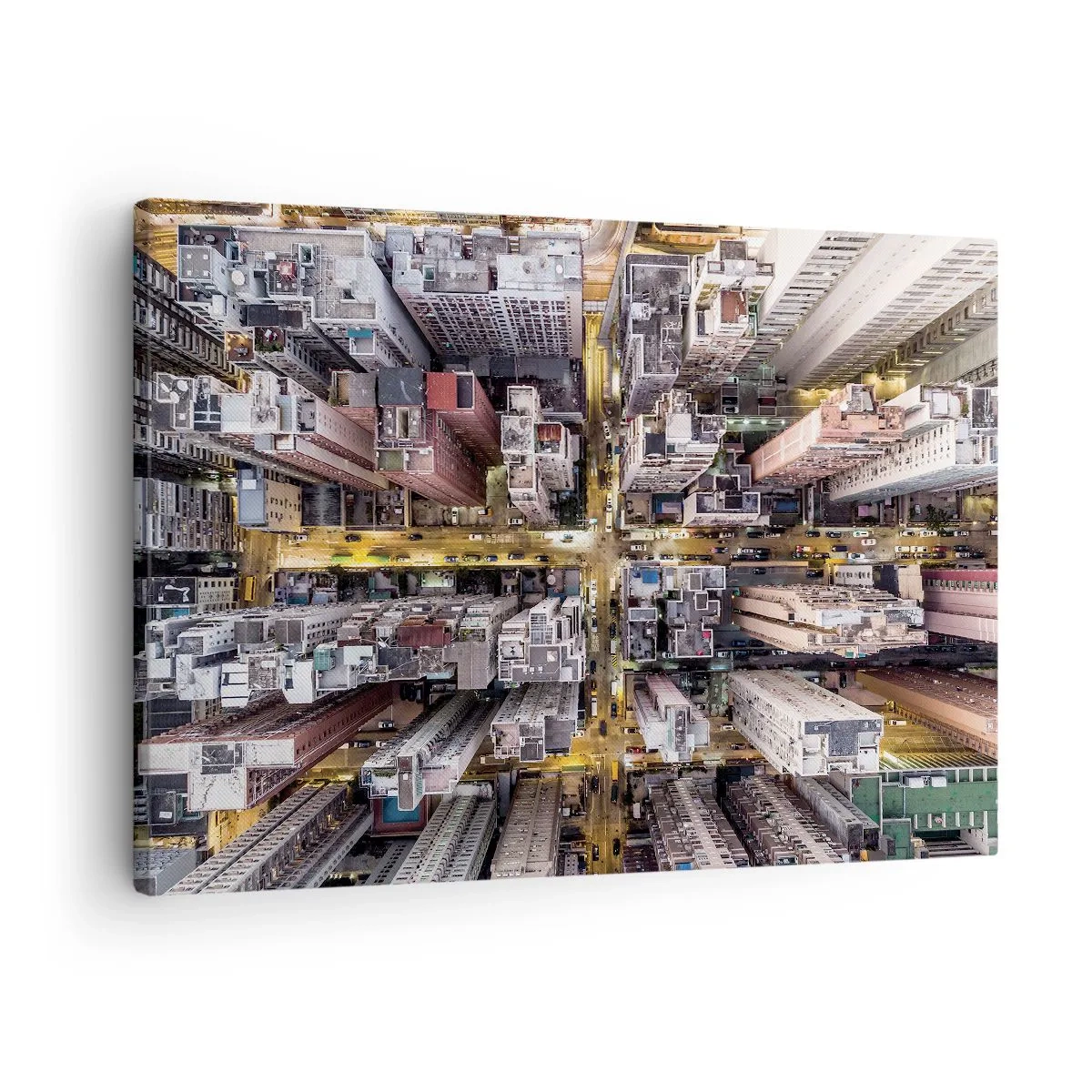 Impression sur toile - Image sur toile - Une vue plongeante sur une ville pleine de gratte-ciels - 70x50cm - Salutations de Hong-Kong - Décoration murale moderne pour le salon et la chambre ARTTOR