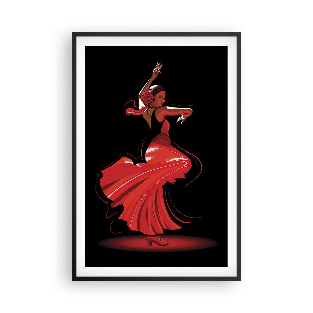 Affiche dans un cadre noir - Poster - L'esprit fougueux du flamenco - 61x91 cm